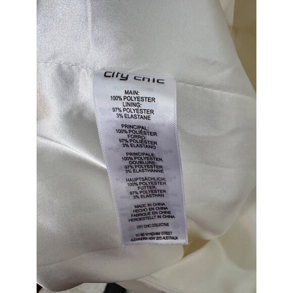 City Chic White Draped Dress Cross Back Straps Sweetheart Neckline Sheer Bridal - Picture 10 of 16